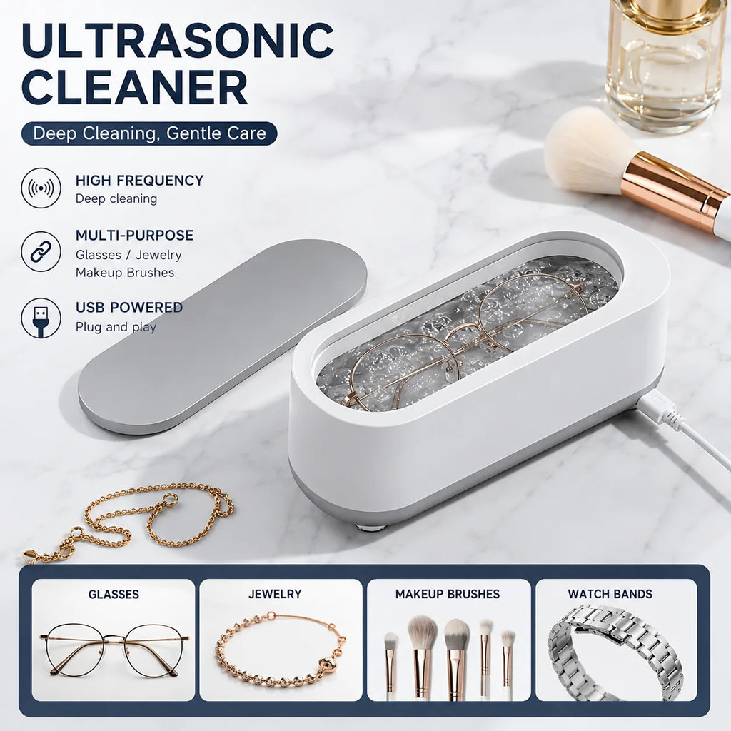 NovaSonic™ Minimalist Ultrasonic Jewelry & Glasses Cleaner